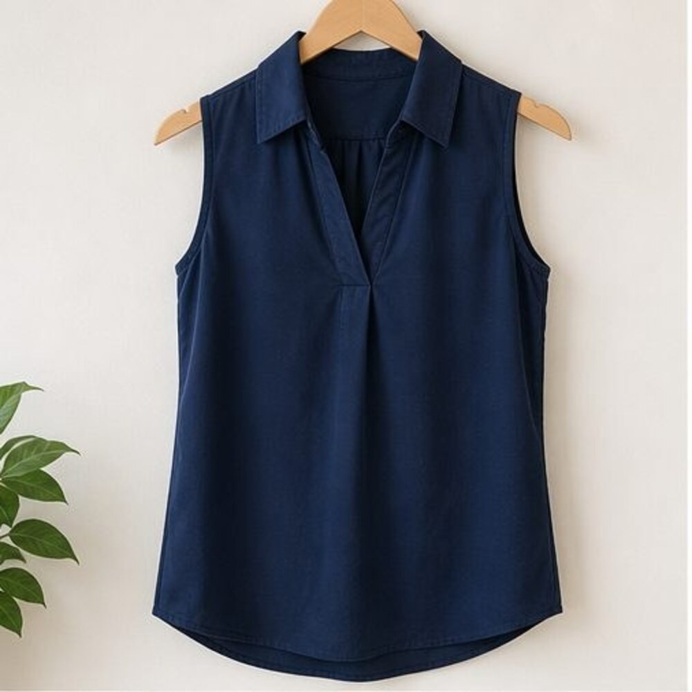 Navy Smocked Top